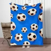 Soccer Blanket - Blue Flannel Throw